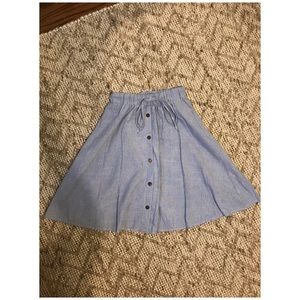 Blue and white striped skirt